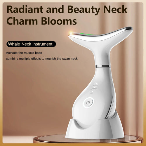 EMS Neck & Face Lifting Machine Skin Tightening Massager 3 Color LED Photon Facial Wrinkle Remover Newest Neck Beauty Device